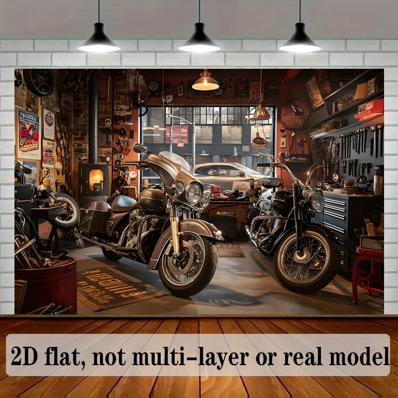 Motorcycle Garage Tapestry Cla - огляд і ціна Tools For Motorcycle Workshop