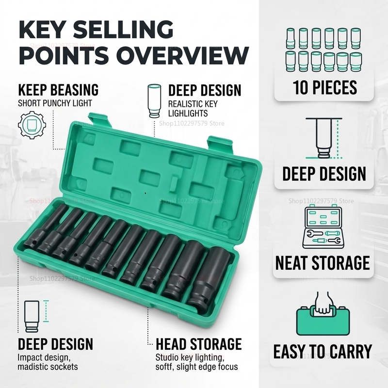 10pcs Socket Wrench Set 8-24mm - огляд і ціна Tools Set Workshop